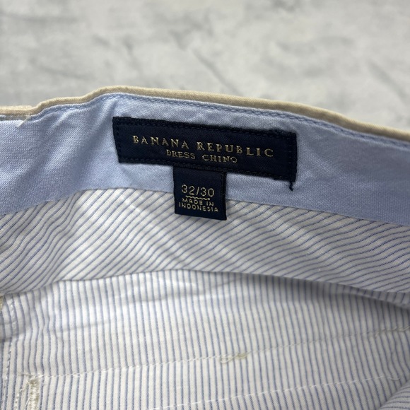Banana Republic Dress Chino Pants Men 32x30 Tan Mid Rise Flat Front Straight Leg - Picture 4 of 8